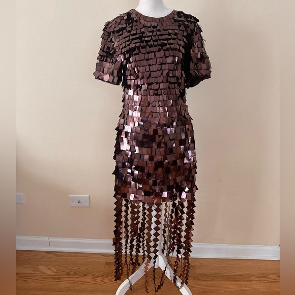 Jonathan Simkhai The Jillian Sequin Midi Dress in Chocolate Brown - Picture 5 of 13